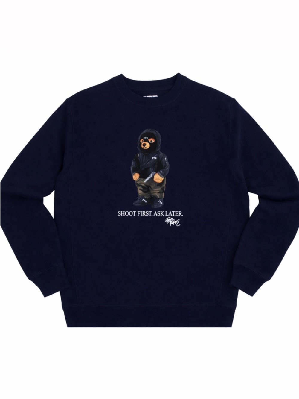 FTP Hooded Polo Bear Crewneck - Navy XL Brand New - Rare
